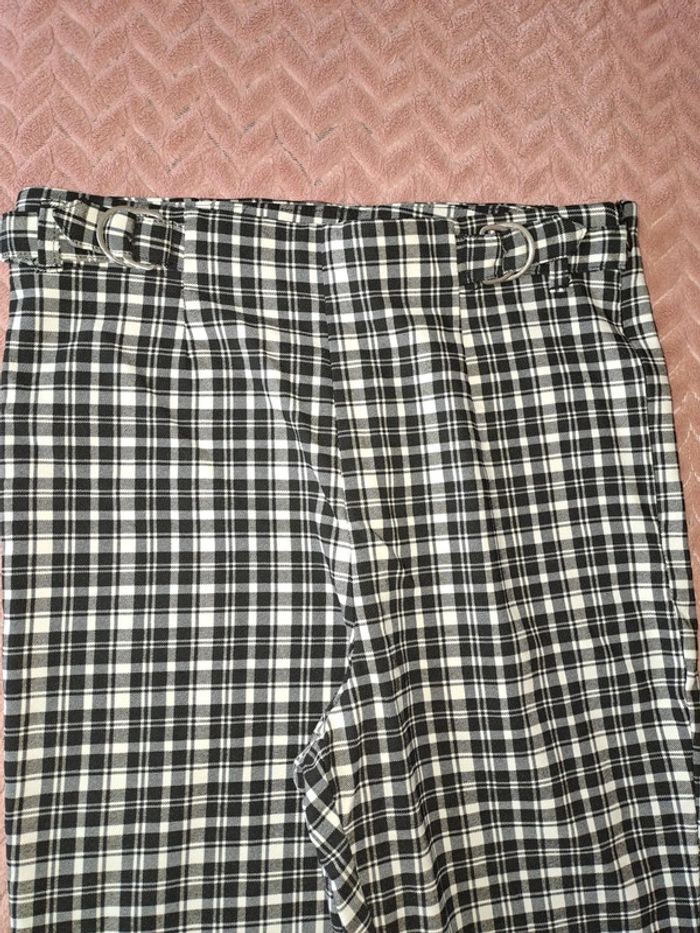 Pantalon femme slim à carreaux Jennyfer 38 noir et blanc comme neuf - photo numéro 2