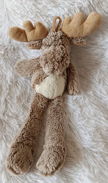 Doudou peluche Renne gris chiné et blanc - Rodado