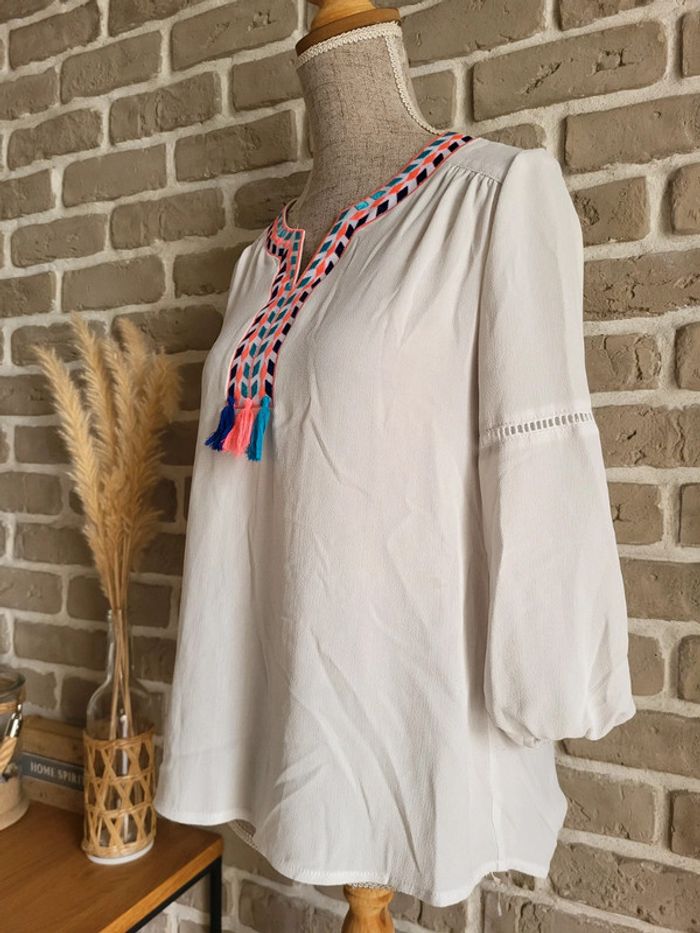 Blouse bohème broderies et pompons Cache Cache - photo numéro 9