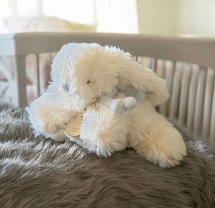 Doudou Et Compagnie Paris Lapin Blanc Bonbon Noeud Bleu