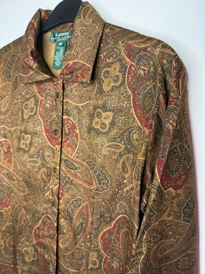 🍂 Chemise Vintage Lauren/ Ralph Lauren 100% soie - TS 🍂 - photo numéro 3