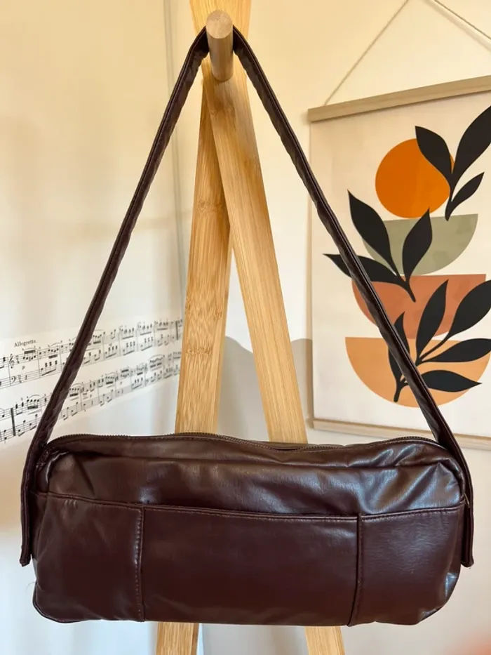 Sac baguette vintage y2k en cuir synthétique marron excellent état[ref 2507SBr136] - photo numéro 3