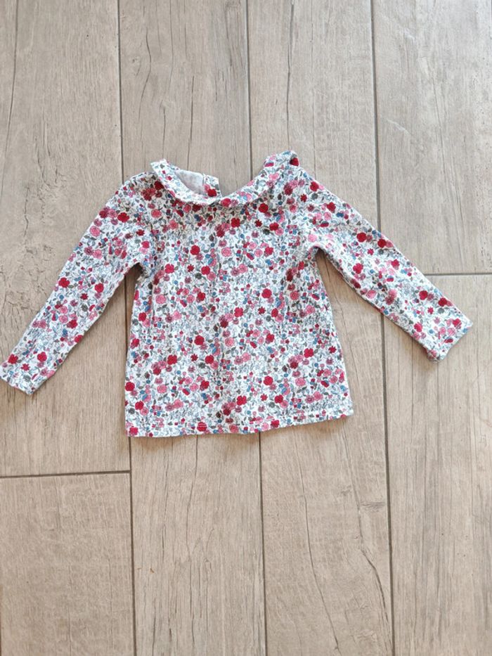 Pull fin fleurs col claudine 23 mois