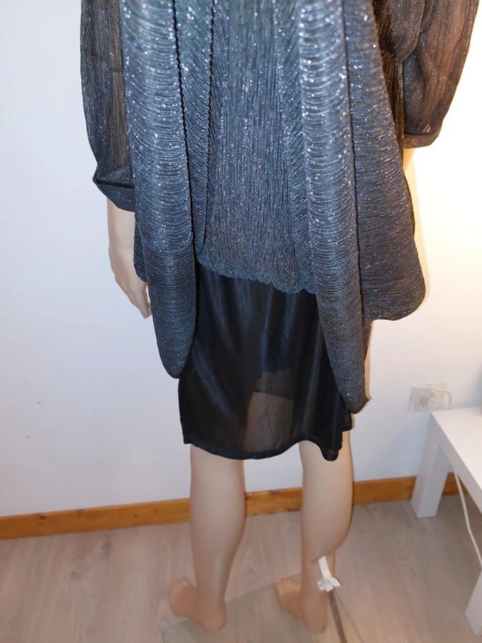 T.44 Robe Neuve soirée etiquette 59,95 eur noire et argentée - photo numéro 13