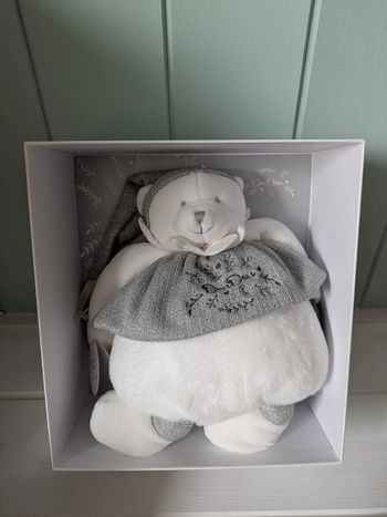 Doudou et cie - Peluche d'activités bébé ours gris 30cm