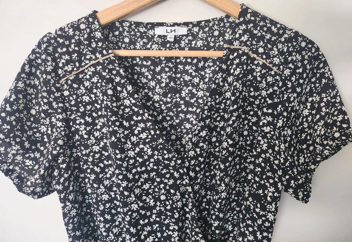 combi short noire à motifs blancs excellent état Taille 40 La Halle polyester - photo numéro 2