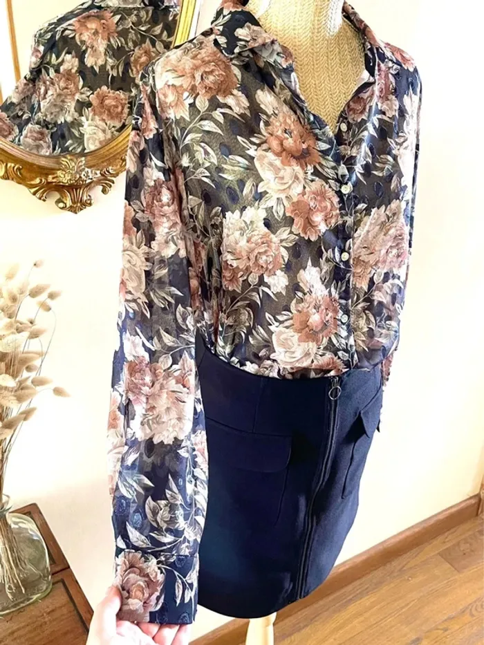 Sublime Haut manche longue Transparent Floral Sophyline taille M/L - photo numéro 2