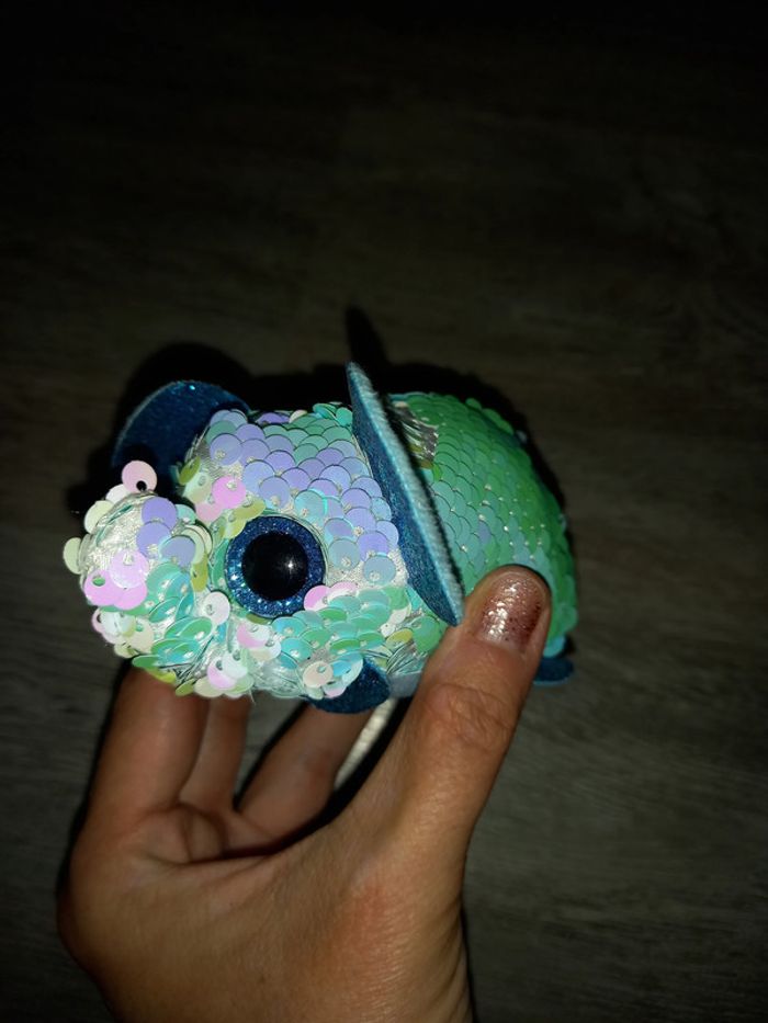 petite peluche teeny Ty éléphant stuart en séquin et paillette