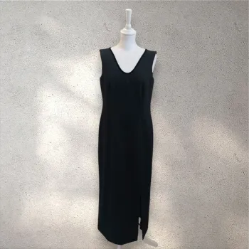 Robe longue noire fendue sans manche Pierbé 40