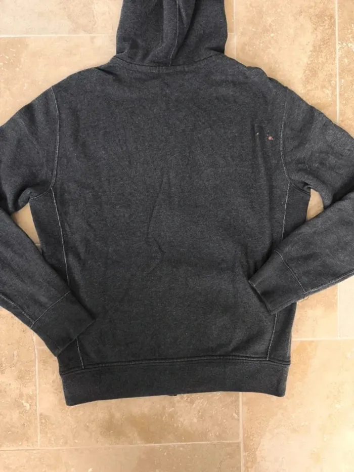 Sweat a capuche zippé gris foncé chiné Polo Ralph Lauren homme M logo bordeaux - photo numéro 12