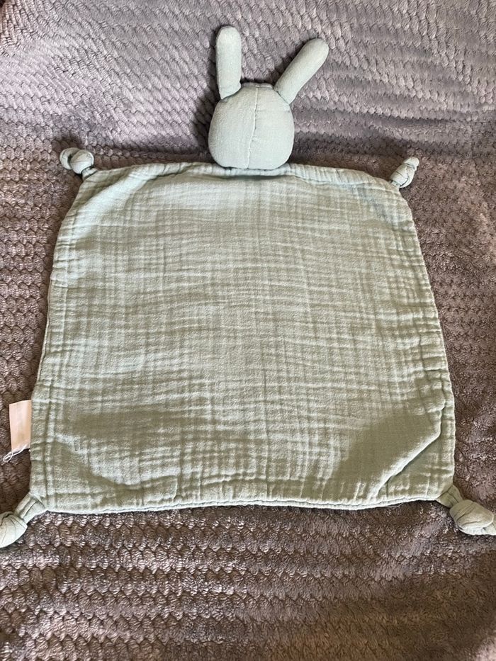 Doudou plat Chat Lapin lange bleu vert Vertbaudet - photo numéro 2