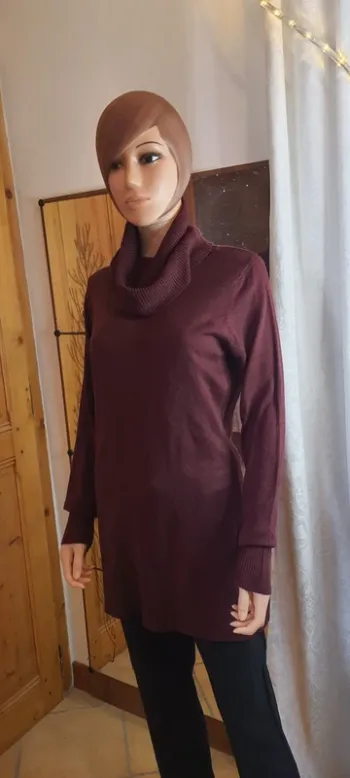Pull col roulé bordeaux femme "Arkitec" taille M
