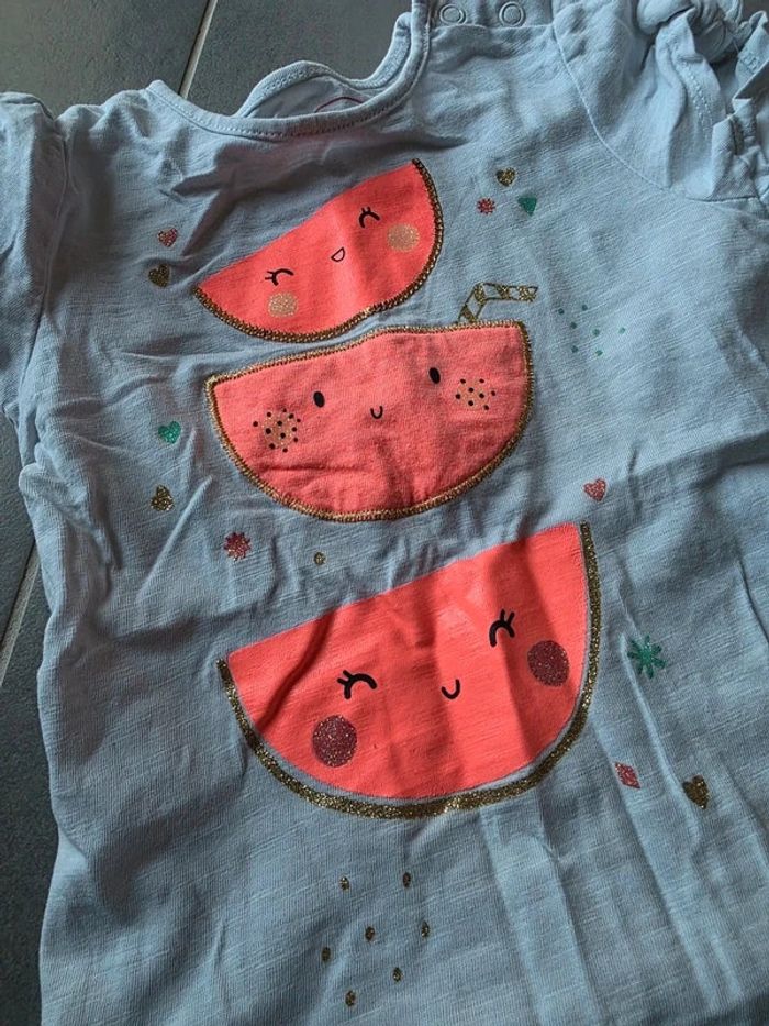 t-shirt manches courtes pastèques 18 mois - photo numéro 3