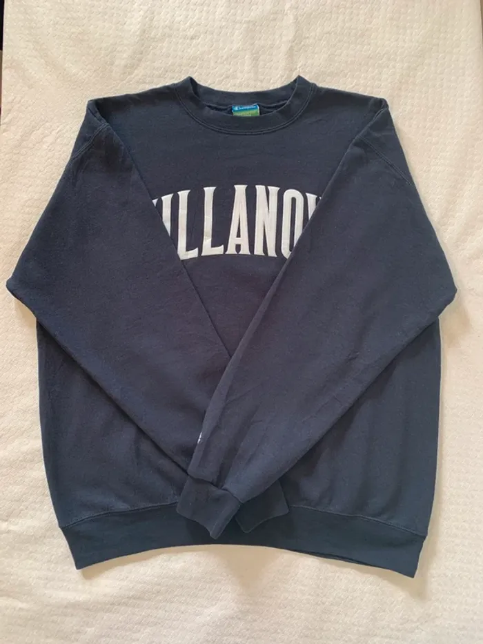 Sweat Champion Authentique Vintage Villanova bleu marine Taille L - photo numéro 3