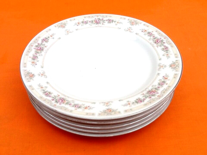 5 grandes assiettes Porcelaine à décor floral