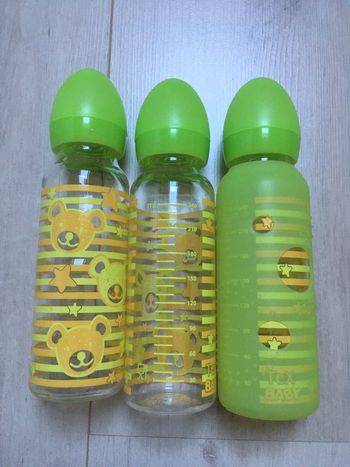 3 biberons en verre tex baby 240 ml