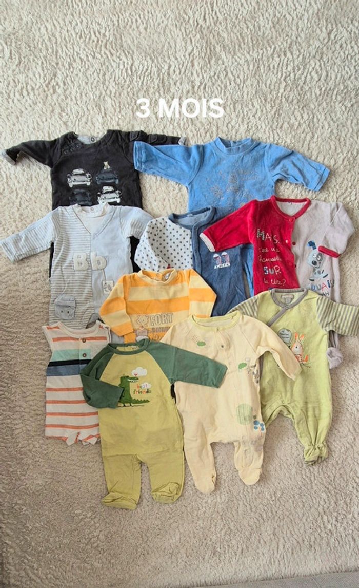 Lot de 10 pyjamas / dors bien chaud et léger 3 mois, berlingot petit kimbaloo orchestra primark