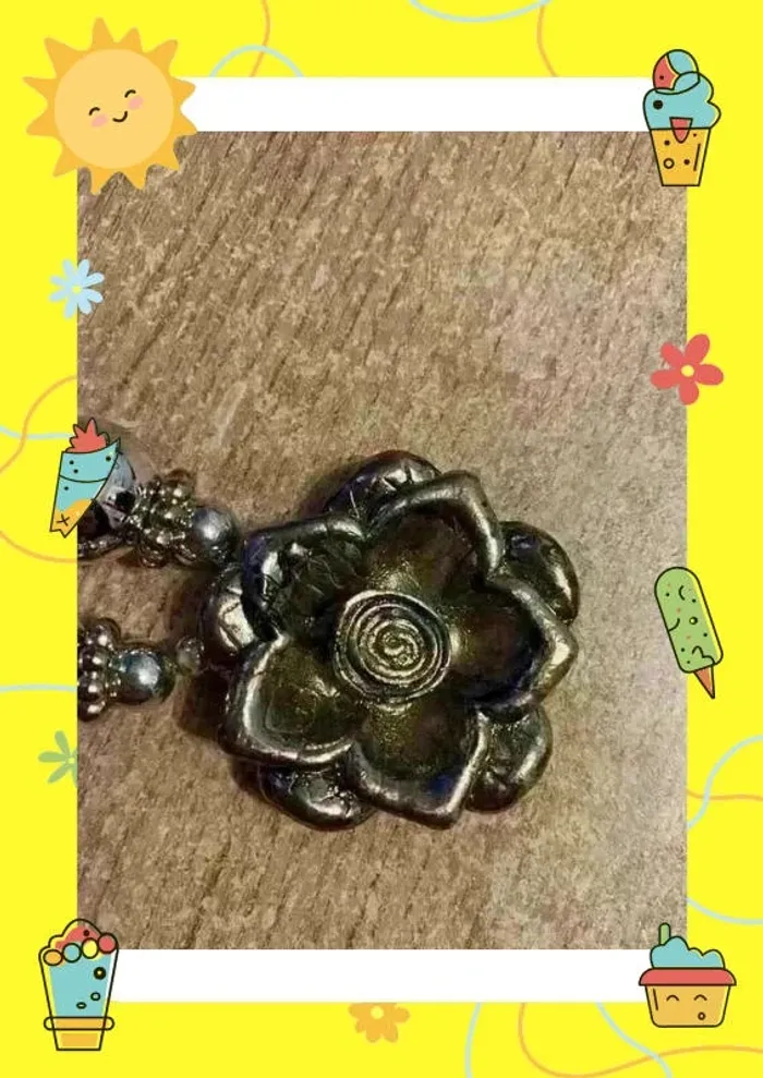 Collier noir argenté rose - photo numéro 7