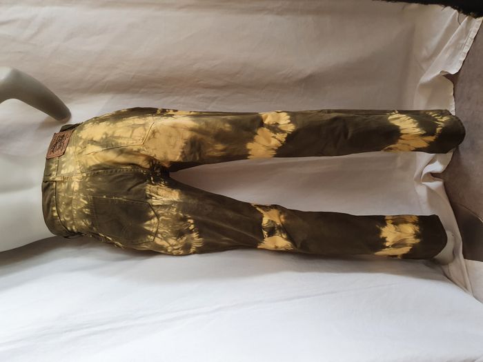 Rare Original Jeans levis 595 W31 L32 tie and dye jaune et vert kaki - photo numéro 4