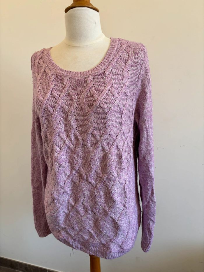 Pull rose en maille taille L - photo numéro 2