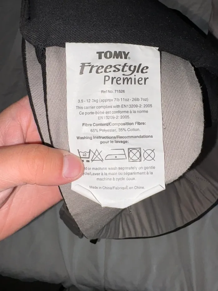 Porte-bébé TOMY Freestyle Premier - Noir & Gris - En bon éta - photo numéro 3