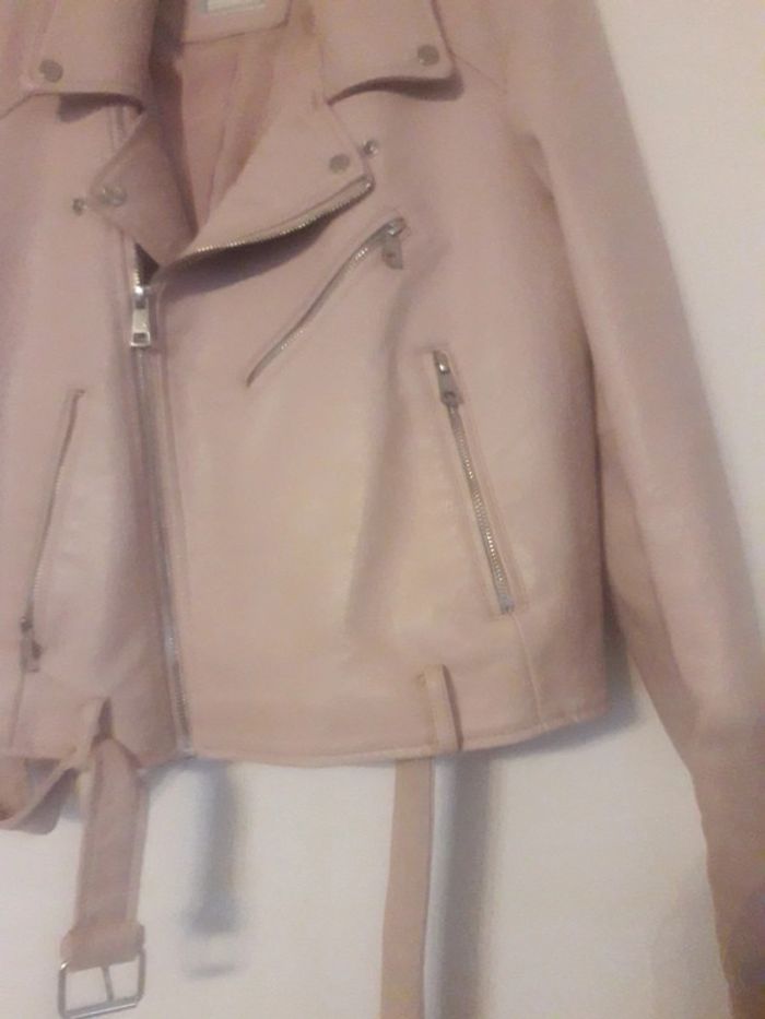 Veste en simili rose clair taille L - photo numéro 3