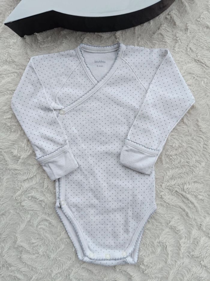 Body croisé manches longues avec moufles intégrés Mixte 3 mois Bout'chou - photo numéro 2