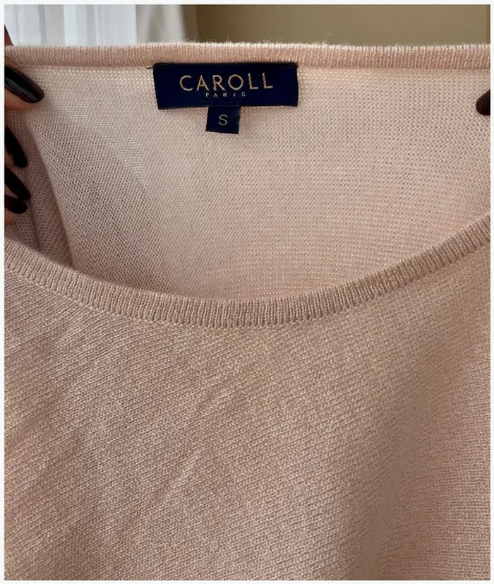 Top Pull Caroll beige rosé taille S neuf - photo numéro 3