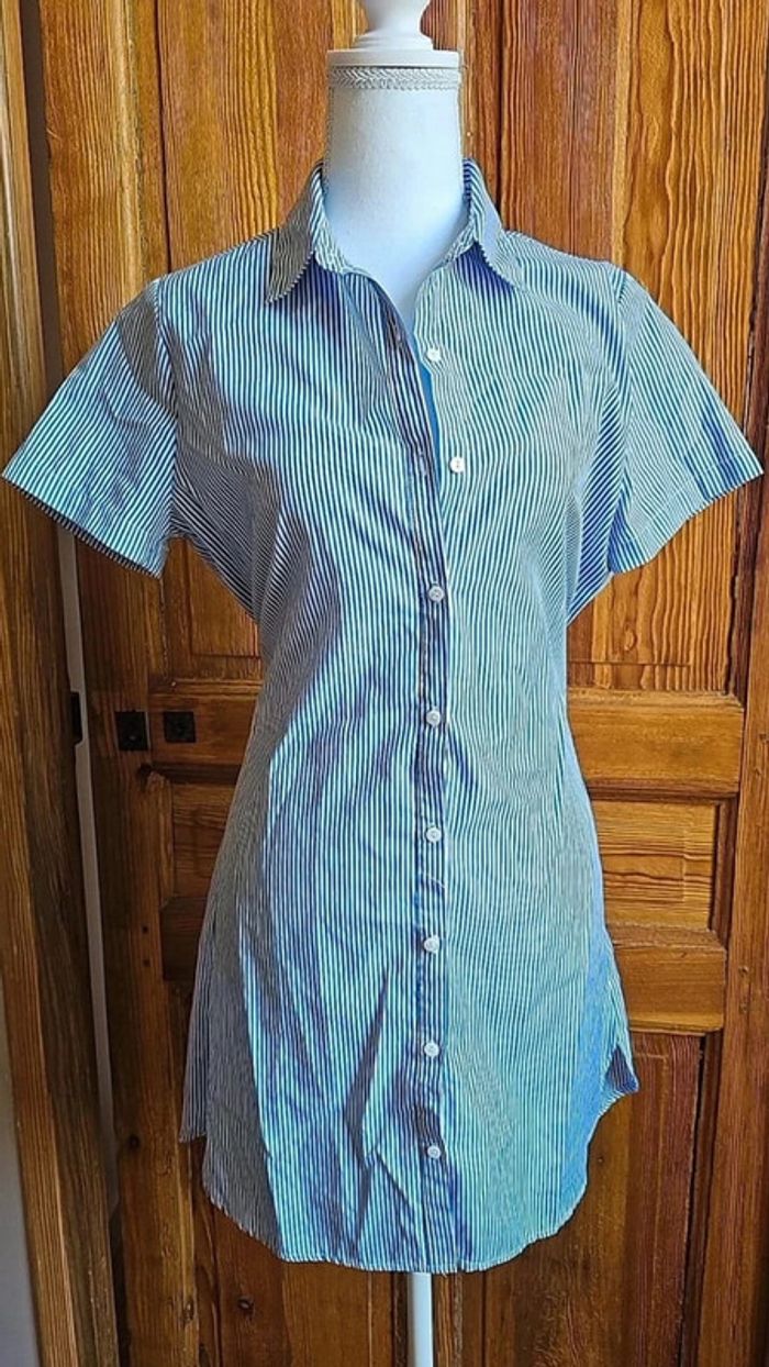 Robe chemise rayée bleue et blanche - photo numéro 2