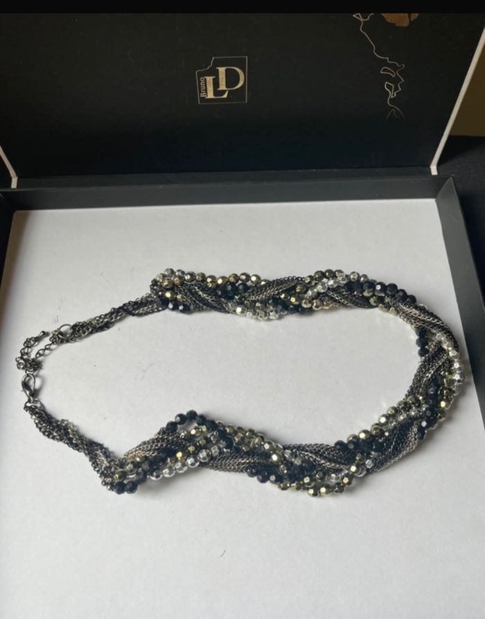 Joli collier fantaisie, noir gris G - photo numéro 6