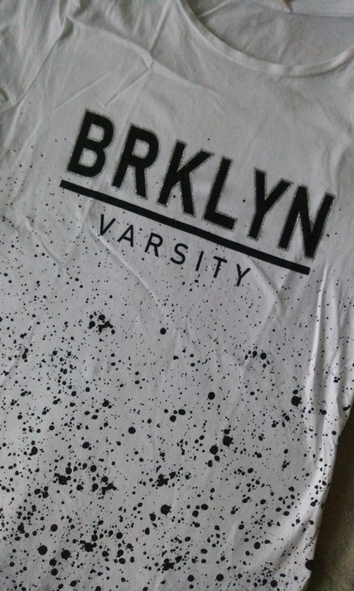 T shirt blanc et noir BRKLYN - photo numéro 2