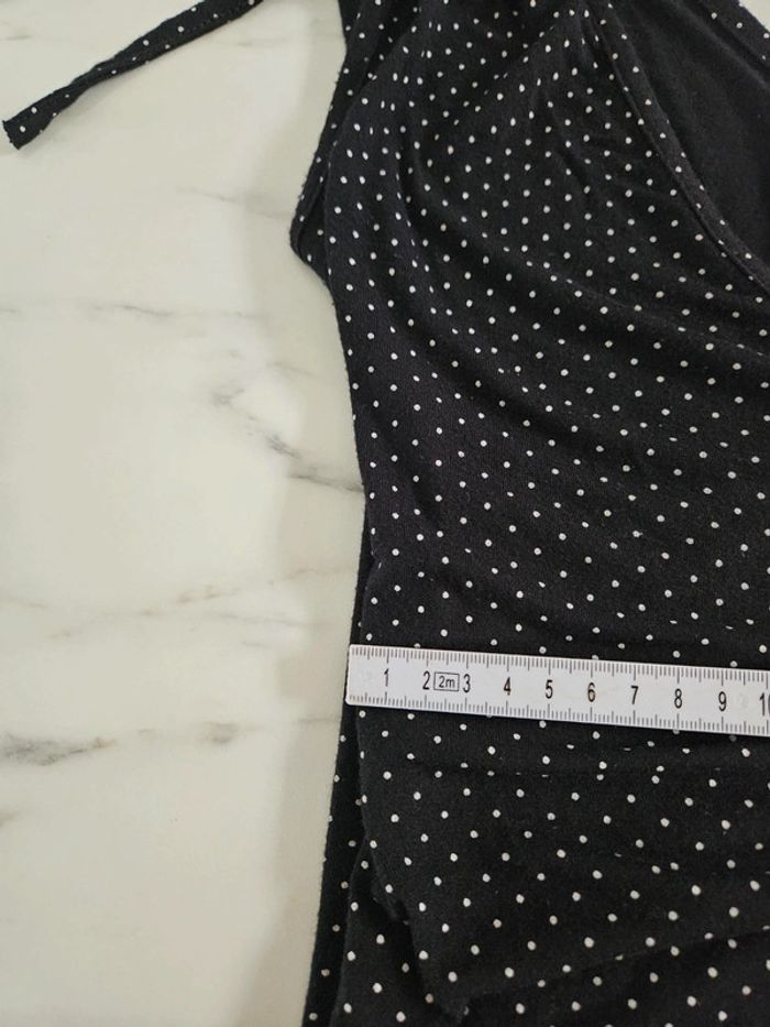 Blouse croisée noir à pois blanc taille S - photo numéro 12
