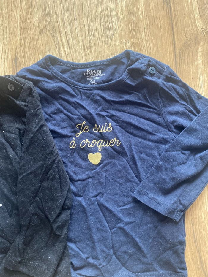 Lot de 2 t-shirt ML taille 9 mois - photo numéro 3