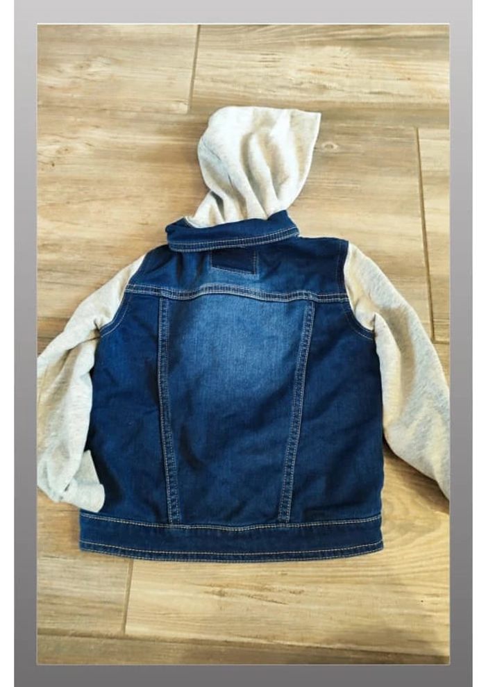 Veste en jeans à capuche bleu et gris Levi Strauss Taille 36 mois - photo numéro 2