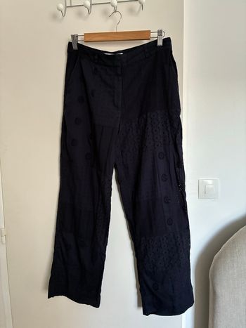 Pantalon léger bleu marine style patchwork Zara Taille S