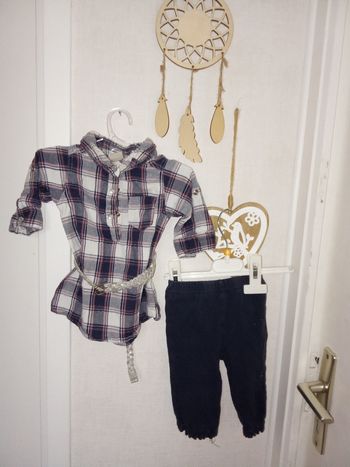 Ensemble bébé fille 3 mois chemise, ceinture, legging boîte à malices