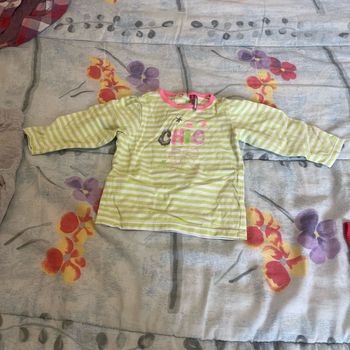 T-shirt manches longues rayés vert et blanc