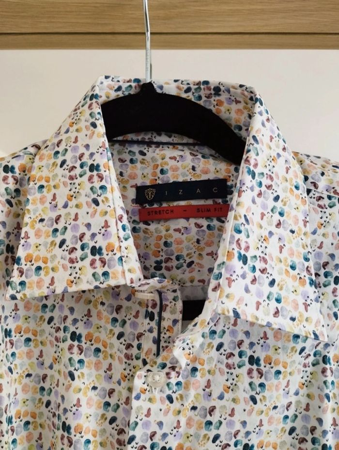 Chemise homme stretch slim fit taille 2 multicolore Izac - photo numéro 3