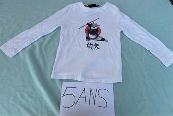 T-shirt blanc manches longues – Kung Fu Panda – Garçon 5 ans le