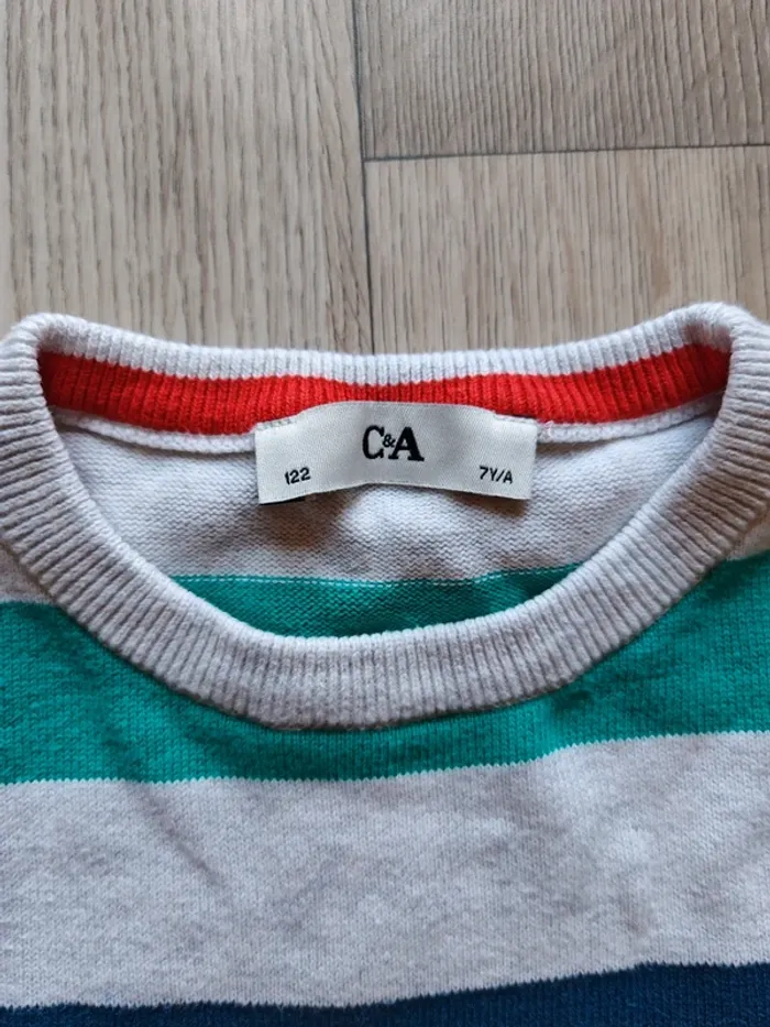 Pull fin à rayures 7 ans C&A - photo numéro 2