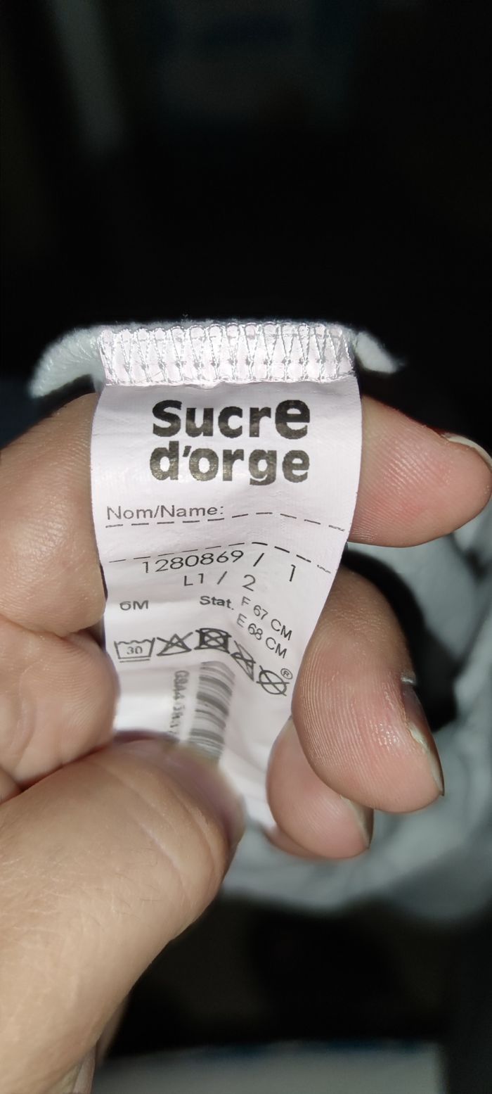 👶 Pantalon gris clair motif lapin – Taille 6 mois (Sucre d’Orge) - photo numéro 7