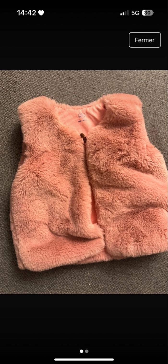 Gilet fourrure chaud rose 18 mois - photo numéro 2