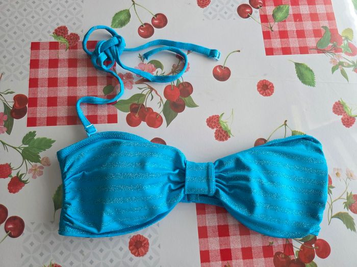 MAILLOT DE BAIN FEMME 2 PIÈCES BLEU TURQUOISE PAILLETTES 38 MARQUE F&F - photo numéro 9