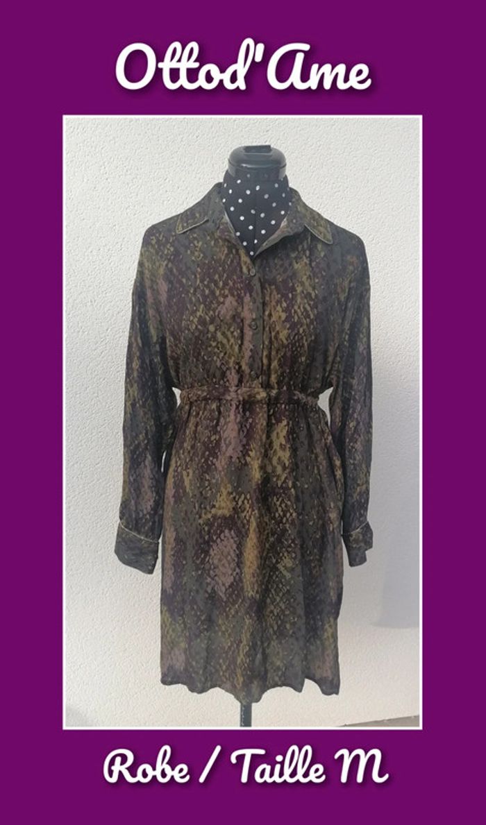 Robe fluide militaire kaki violet Taille M Ottod'ame