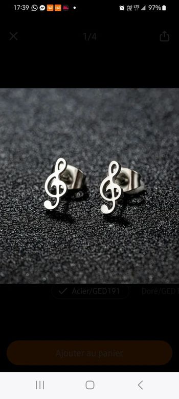 Boucles clef de sol acier inoxydable