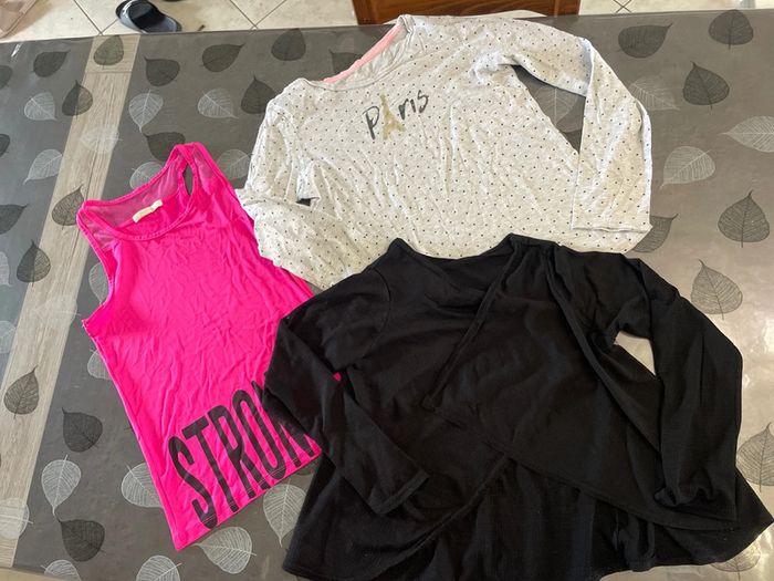 Lot 3 hauts 14ans (noir rose et gris)