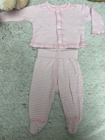 Ensemble pantalon et veste à rayures rose et blanc - H&M 