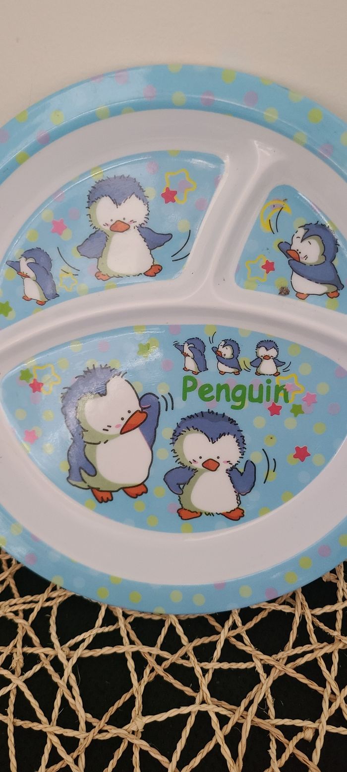 assiette enfant motif pingouin - photo numéro 2