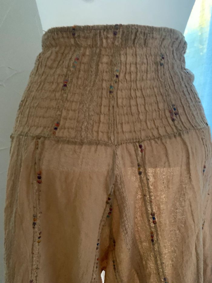 Pantacourt jambes larges beige Ineo taille 36-38 - photo numéro 4