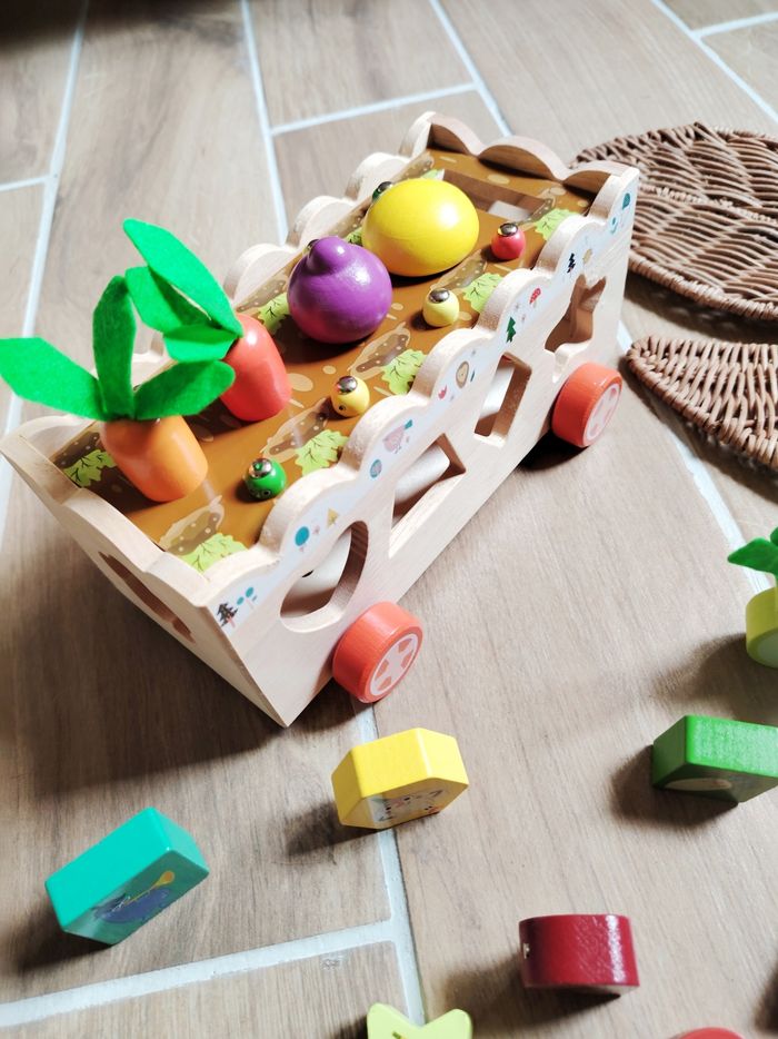 🥕Camion d'éveil multi activités 3 en 1 potager et animaux boîte à formes en bois - photo numéro 3